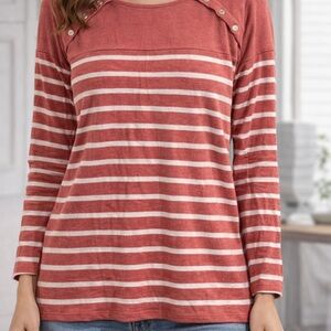 Lightweight Sweater: Coral and White